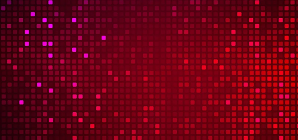 Fundo vermelho com pixels luminosos, como uma tela de alerta
